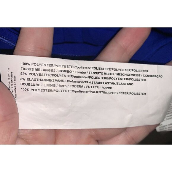 Joseph Ribkoff Sapphire Blue Ruffled Trim Draped Overlay Sheath Dress Size 2 - Picture 7 of 7